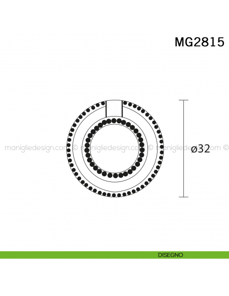 Maniglia pendente per mobile diametro 32 mm Metal Style Patinè BM MG2815 disegno