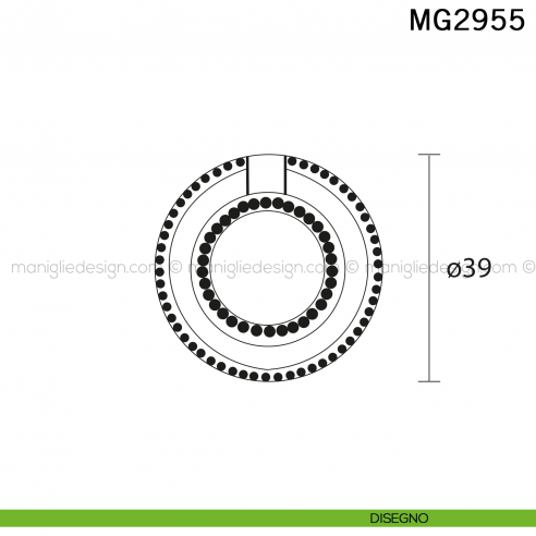 Maniglia pendente per mobile diametro 39 mm Metal Style Ottone antico MG2955 disegno