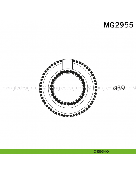 Maniglia pendente per mobile diametro 39 mm Metal Style Ottone antico MG2955 disegno