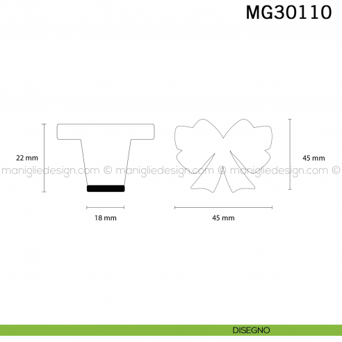 Pomolo fiocco in ceramica bianca per mobile Metal Style MG30110 disegno