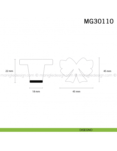 Pomolo fiocco in ceramica bianca per mobile Metal Style MG30110 disegno