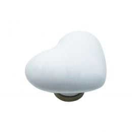 Pomolo cuore in ceramica bianca per mobile Metal Style MG30418