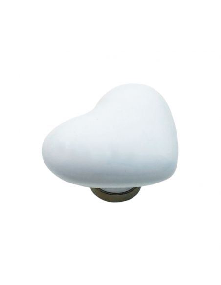 Pomolo cuore in ceramica bianca per mobile Metal Style MG30418