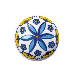 Pomolo in ceramica bianca decorata per mobile Metal Style MG29213 2