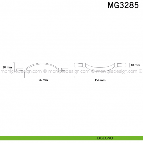 Maniglia classica per mobile Metal Style Florence MG3285 interasse 96 mm