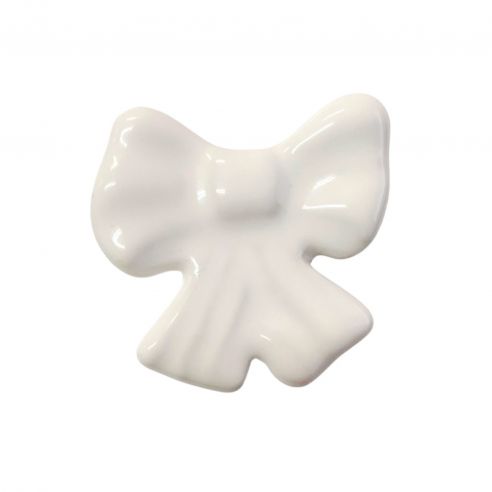 Pomolo fiocco in ceramica bianca per mobile Metal Style MG30110 frontale