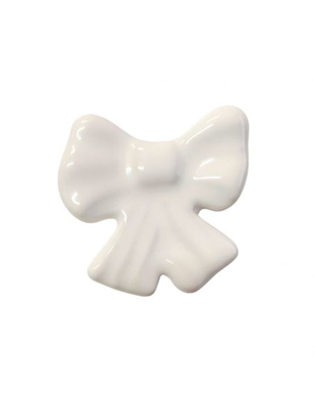 Pomolo fiocco in ceramica bianca per mobile Metal Style MG30110 frontale