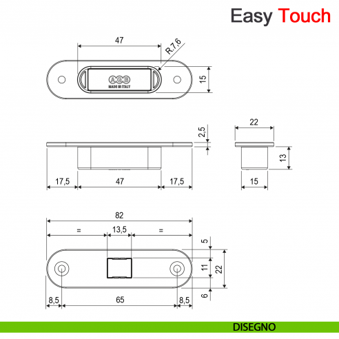 Incontro Easy-Touch per ritenuta magnetica Touch AGB per legno disegno