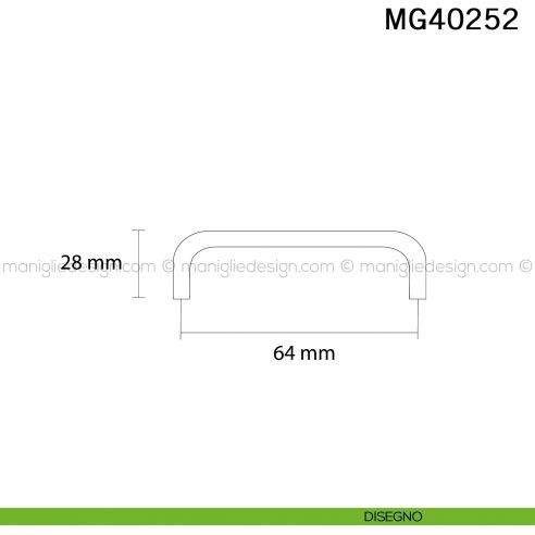 Maniglia nera semplice per mobile Metal Style MG40252 interasse 64 mm disegno