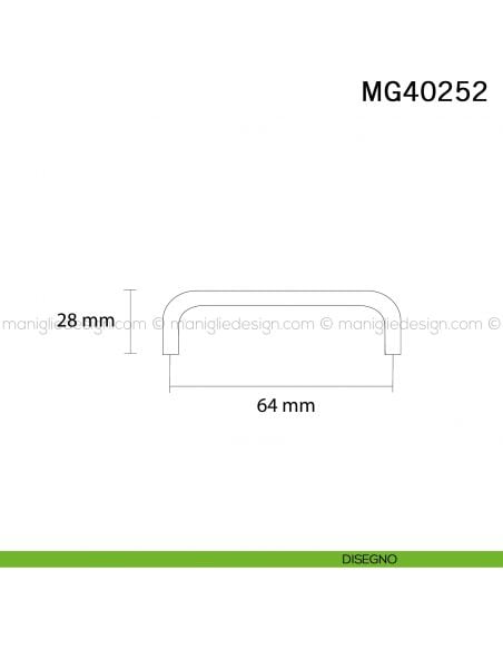 Maniglia nera semplice per mobile Metal Style MG40252 interasse 64 mm disegno