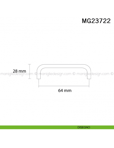 Maniglia cromata tubolare per mobile Metal Style MG23722 interasse 64 mm disegno