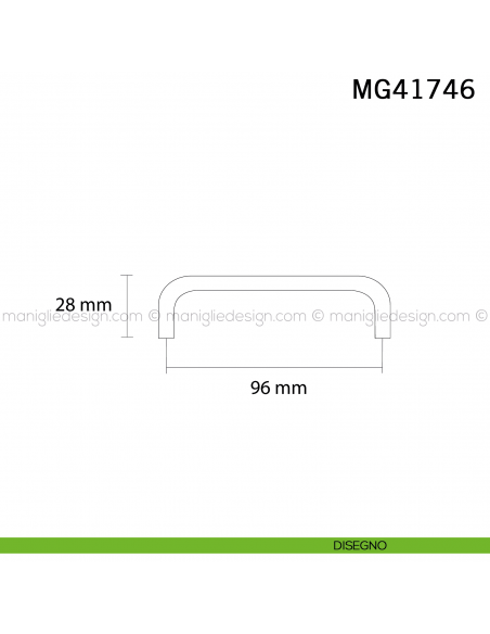 Maniglia bianca tubolare per mobile Metal Style MG41746 interasse 96 mm disegno