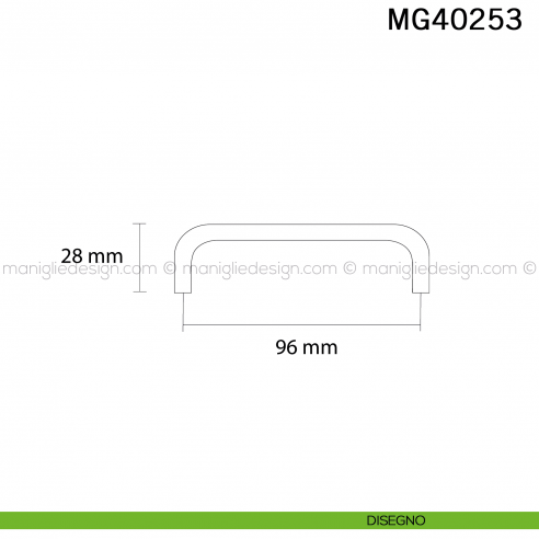 Maniglia nera tubolare per mobile Metal Style MG40253 interasse 96 mm disegno