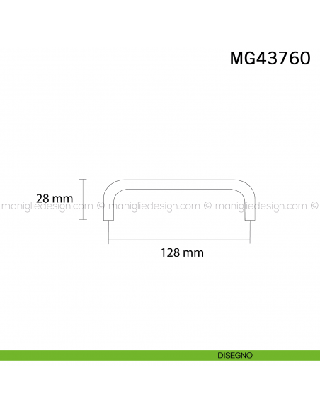Maniglia nera moderna per mobile Metal Style MG43760 interasse 128 mm disegno