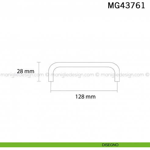 Maniglia bianca moderna per mobile Metal Style MG43761 interasse 128 mm disegno