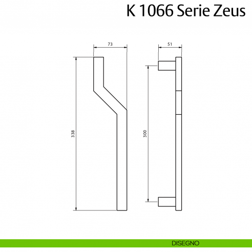 Maniglione per porta K 1066 Zeus Valli & Valli disegno