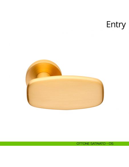 Maniglia per porta interna Entry Linea Calì rosetta tonda tradizionale ottone satinato