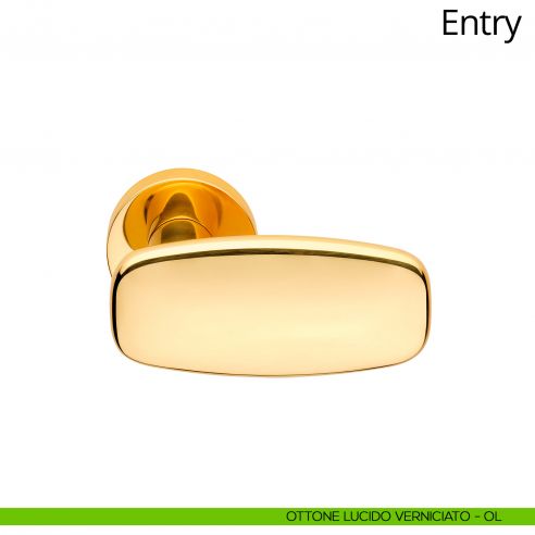 Maniglia per porta interna Entry Linea Calì rosetta tonda bassa ottone lucido verniciato