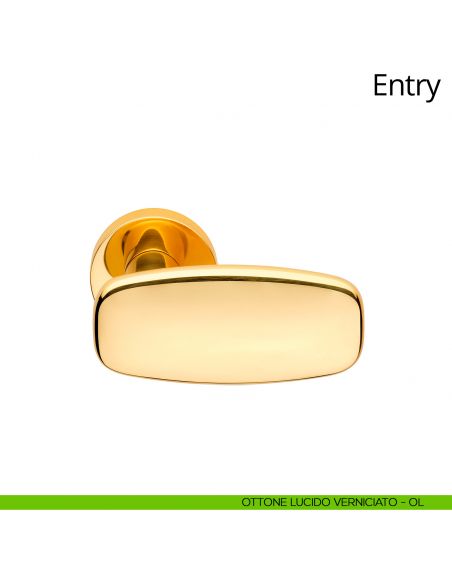 Maniglia per porta interna Entry Linea Calì rosetta tonda bassa ottone lucido verniciato