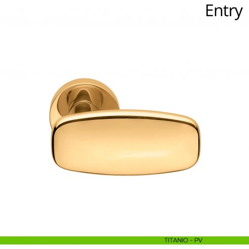 Maniglia per porta interna Entry Linea Calì rosetta tonda bassa titanio