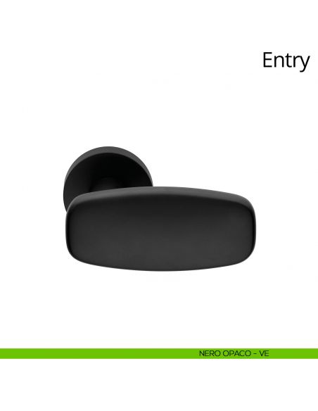 Maniglia per porta interna Entry Linea Calì rosetta tonda bassa nero opaco