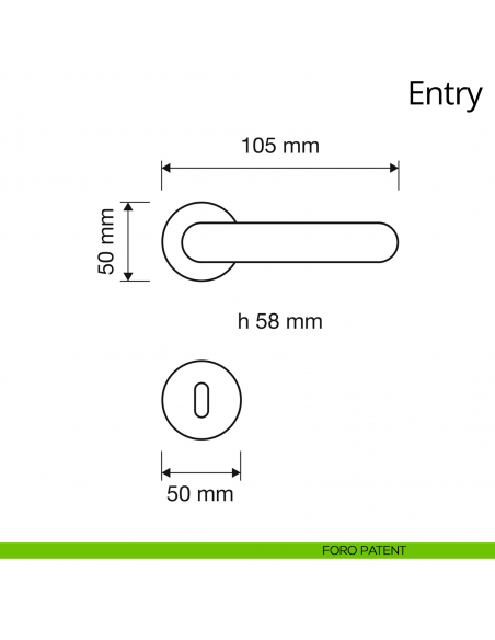 Maniglia per porta interna Entry Linea Calì rosetta tonda bassa foro patent