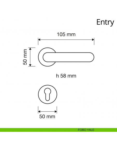 Maniglia per porta interna Entry Linea Calì rosetta tonda bassa foro yale