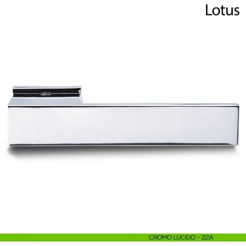 Maniglia per porta Lotus Comit con rosetta rettangolare cromo lucido