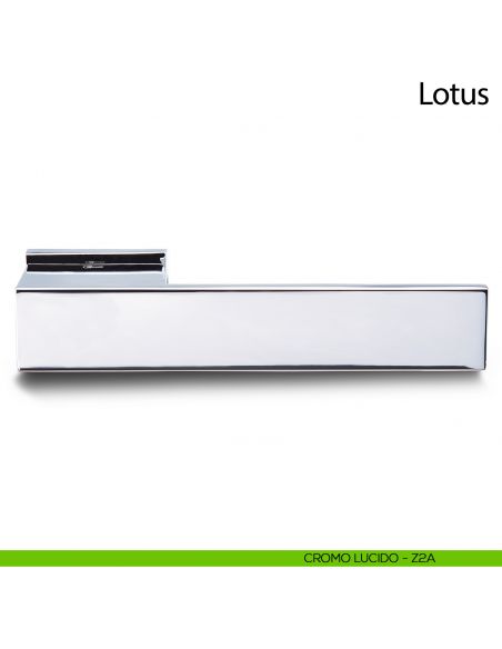 Maniglia per porta Lotus Comit con rosetta rettangolare cromo lucido