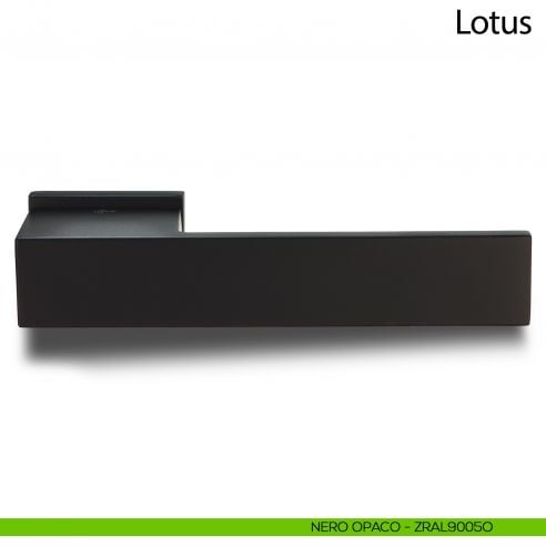 Maniglia per porta Lotus Comit con rosetta rettangolare nero opaco