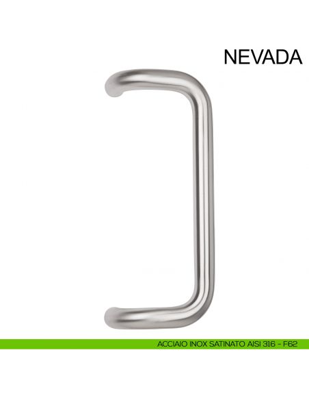 Maniglione zancato in acciaio tubolare per porta diametro 32 mm Nevada Fimet Inox AISI 316