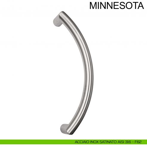 Maniglione curvo in acciaio inox per porta diametro 32 mm Minnesota Fimet Inox AISI 316