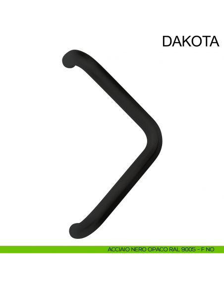 Maniglione tubolare zancato in acciaio per porta diametro 32 mm Dakota Fimet Inox nero opaco RAL 9005