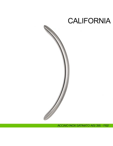 Maniglione zancato tubolare in acciaio per porta diametro 32 mm California Fimet Inox AISI 316