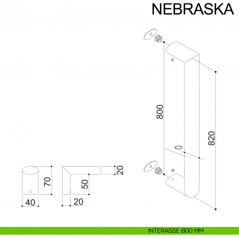 Maniglione in acciaio inox per porta Nebraska Fimet Inox interasse 800 mm