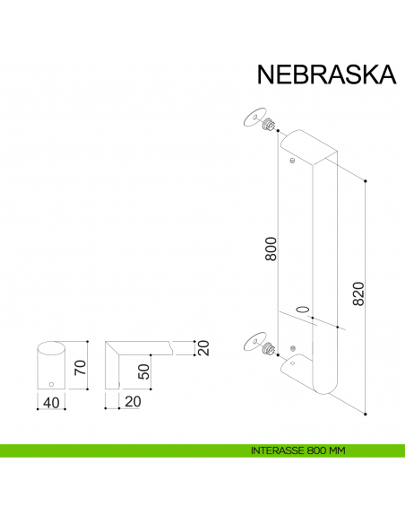 Maniglione in acciaio inox per porta Nebraska Fimet Inox interasse 800 mm