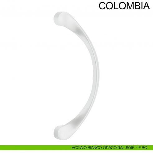 Maniglione curvo in acciaio inox per porta Colombia Fimet Inox bianco opaco RAL 9016
