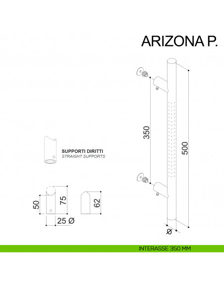 Maniglione tondo dritto acciaio per porta diametro 25 mm Arizona P. Fimet Inox disegno