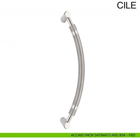 Maniglione tondo zancato in acciaio per porta diametro 30 mm Cile Fimet Inox AISI 304