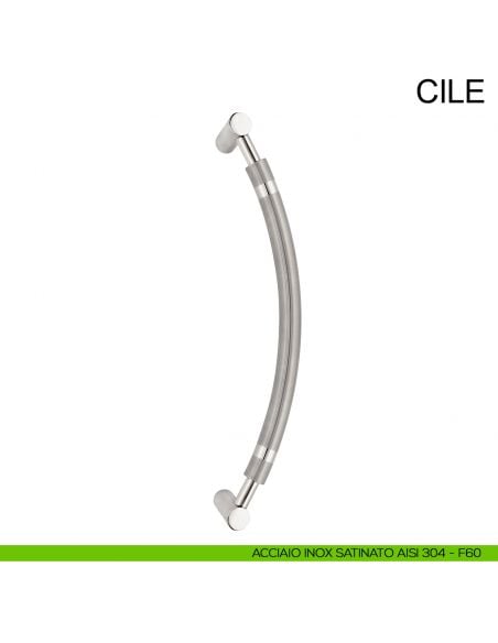 Maniglione tondo zancato in acciaio per porta diametro 30 mm Cile Fimet Inox AISI 304