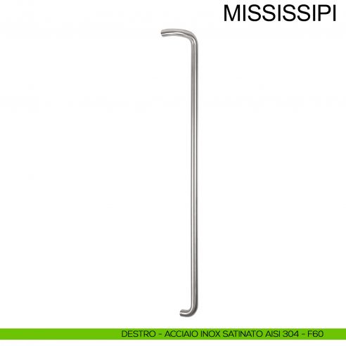 Maniglione zancato in acciaio per porta diametro 32 mm Mississippi Fimet Inox destro