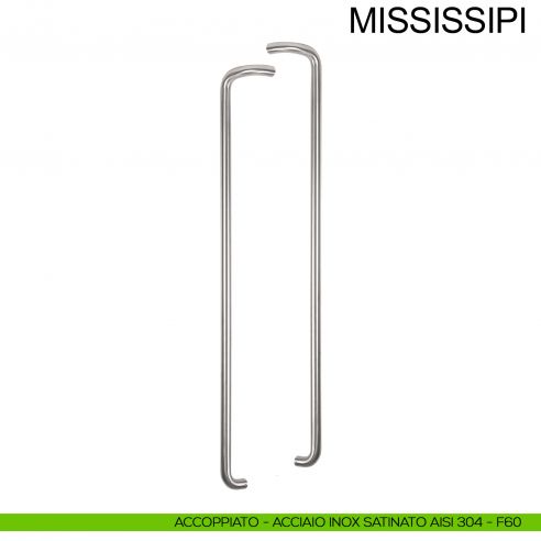 Maniglione zancato in acciaio per porta diametro 32 mm Mississippi Fimet Inox accoppiato