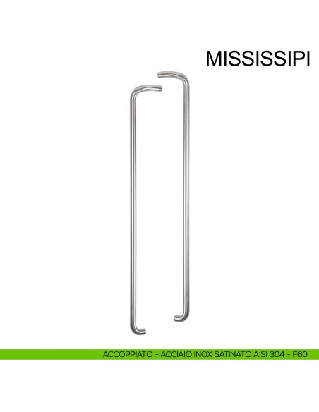 Maniglione zancato in acciaio per porta diametro 32 mm Mississippi Fimet Inox accoppiato