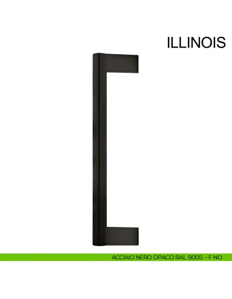 Maniglione zancato in acciaio con supporti esterni per porta diametro 30 mm Illinois Fimet Inox nero opaco RAL 9005