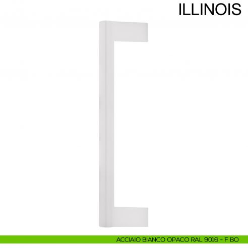Maniglione zancato in acciaio con supporti esterni per porta diametro 30 mm Illinois Fimet Inox bianco opaco RAL 9016