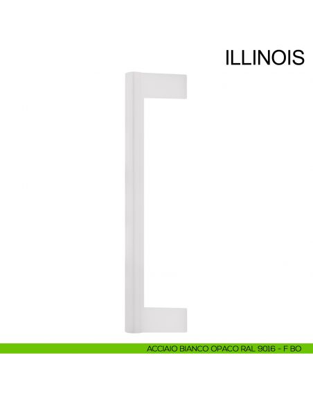 Maniglione zancato in acciaio con supporti esterni per porta diametro 30 mm Illinois Fimet Inox bianco opaco RAL 9016