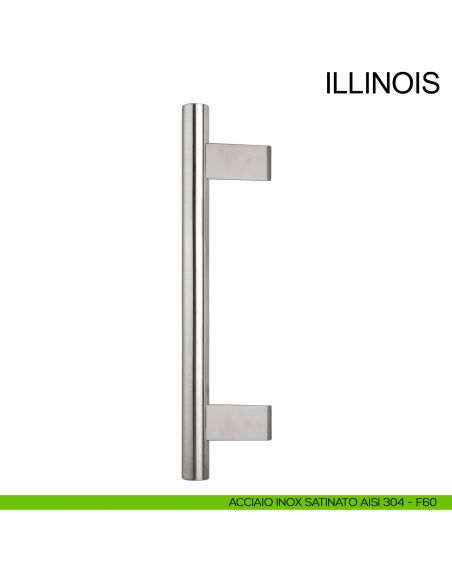 Maniglione zancato in acciaio con supporti interni per porta diametro 30 mm Illinois Fimet Inox