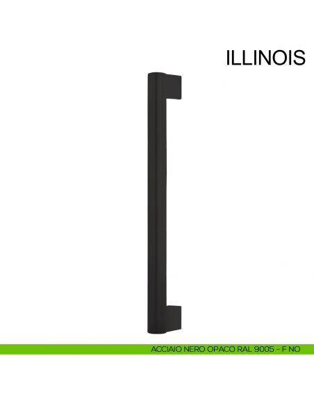 Maniglione dritto con supporti esterni in acciaio per porta diametro 30 mm Illinois Fimet Inox nero opaco RAL 9005