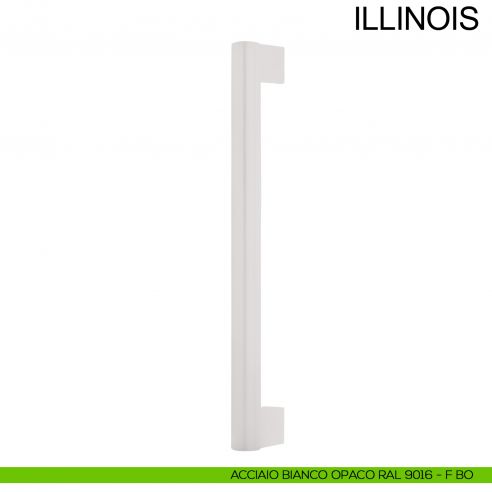 Maniglione dritto con supporti esterni in acciaio per porta diametro 30 mm Illinois Fimet Inox bianco opaco RAL 9016