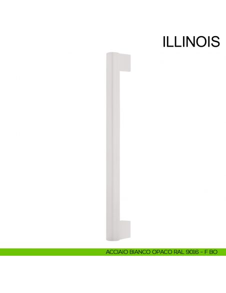 Maniglione dritto con supporti esterni in acciaio per porta diametro 30 mm Illinois Fimet Inox bianco opaco RAL 9016
